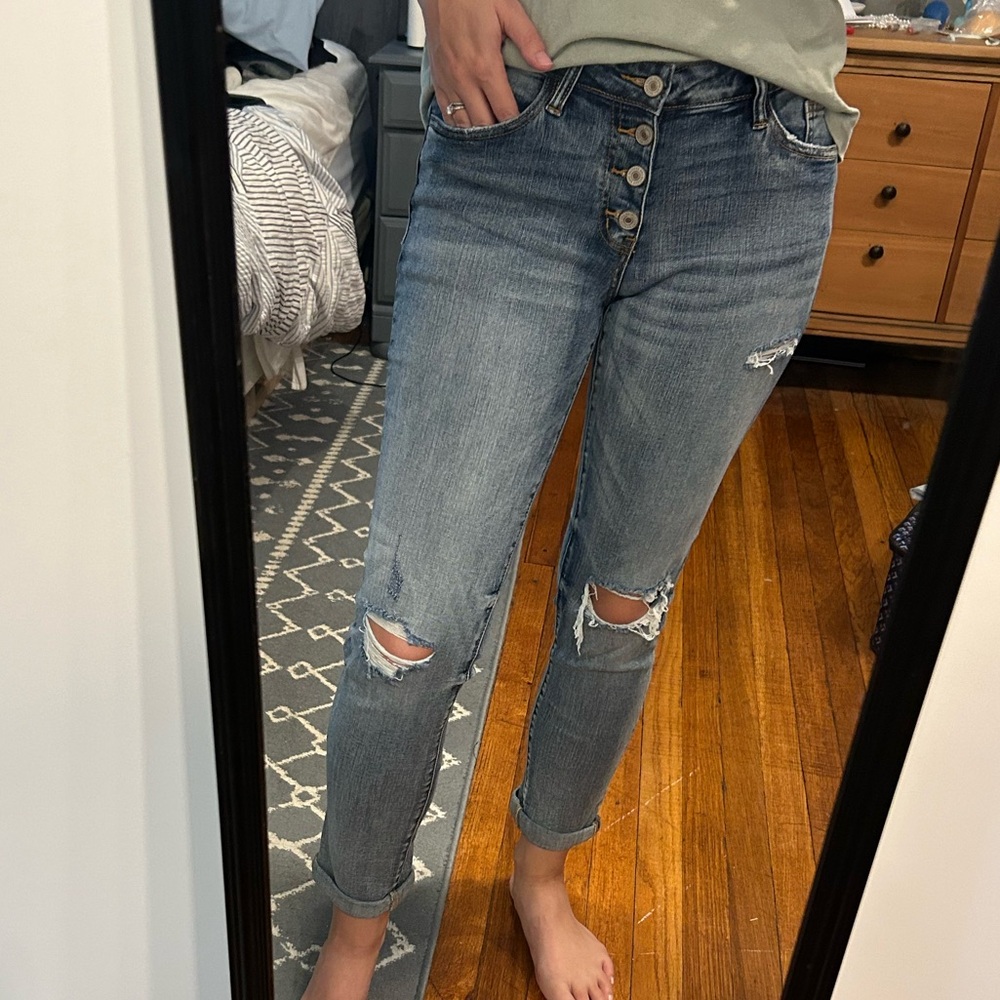 KanCan Distressed Blue Jeans with Cuffed Hem- 5/26